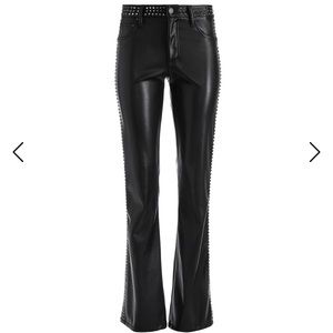 NWT Alice & Olivia  Amazing studded vegan leather bootcut  pants size 4 black